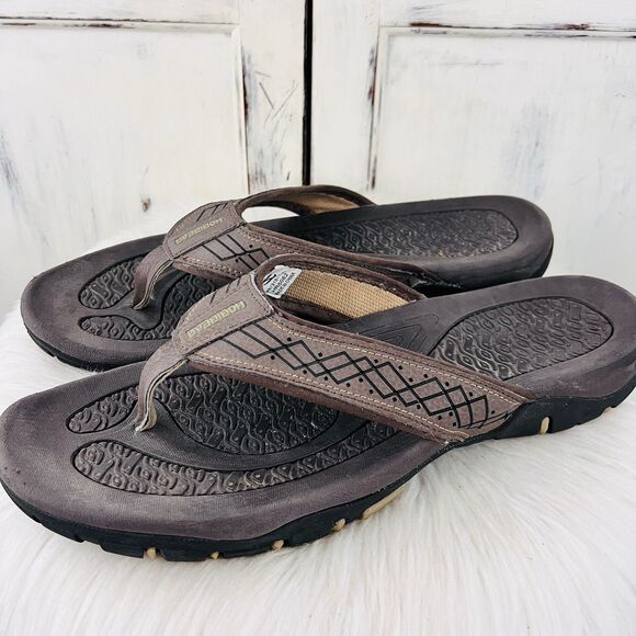 Hobibear Brown Leather Rubber Waterproof Outdoors Flip Flop Sandals EU48 US14 - Picture 1 of 6